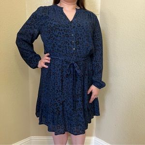 LOFT Blue Leopard Dress